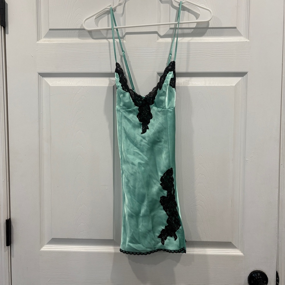 Frederick's of Hollywood Mint Green & Black Lingerie Small